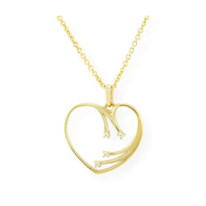 Collier femmes cœur étincelle avec chaîne en or jaune 10k