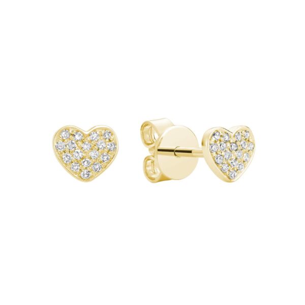 Boucle d'oreilles cœur avec 16 diamants en Or jaune 10k