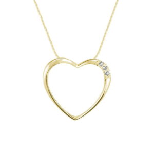 Pendentif cœur avec 3 diamants 0.5 pts en or jaune 10k