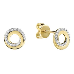 Boucle d'oreilles spirale de diamants en or jaune 10k