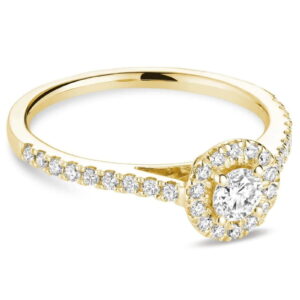 bague de fiançailles en halo avec 0.58 de diamant en or jaune 14k