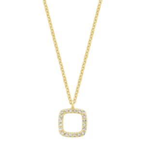 Collier Pendentif  en halo de diamants taille coussin avec 20 diamant 0,06 ct et une chaîne en or jaune 14k