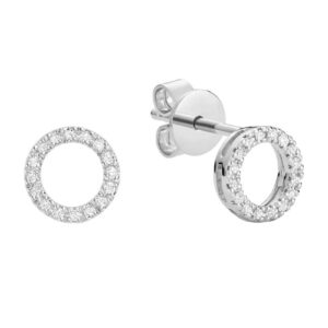 Boucle d'oreilles cercle de vie en or blanc de 10 carats à diamants