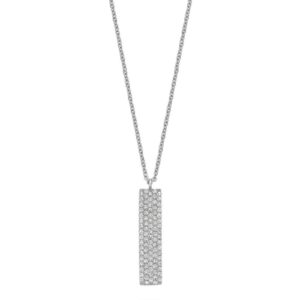 collier pendentif pavée de diamants avec une chaîne de 18 pouces en or blanc de 14k