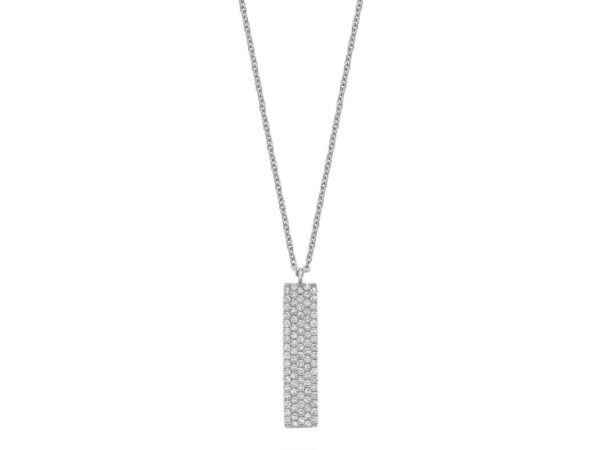 collier pendentif pavée de diamants avec une chaîne de 18 pouces en or blanc de 14k