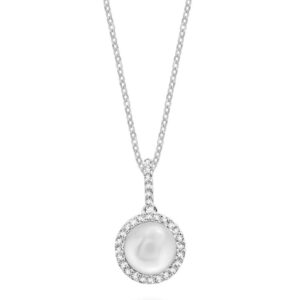 Découvrez une création qui allie l'élégance intemporelle à la splendeur éclatante : notre pendentif perles de culture et halo de diamants en or  14k