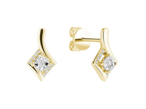 Boucle d'oreilles diamant serti Illusion à tige en or jaune 10k