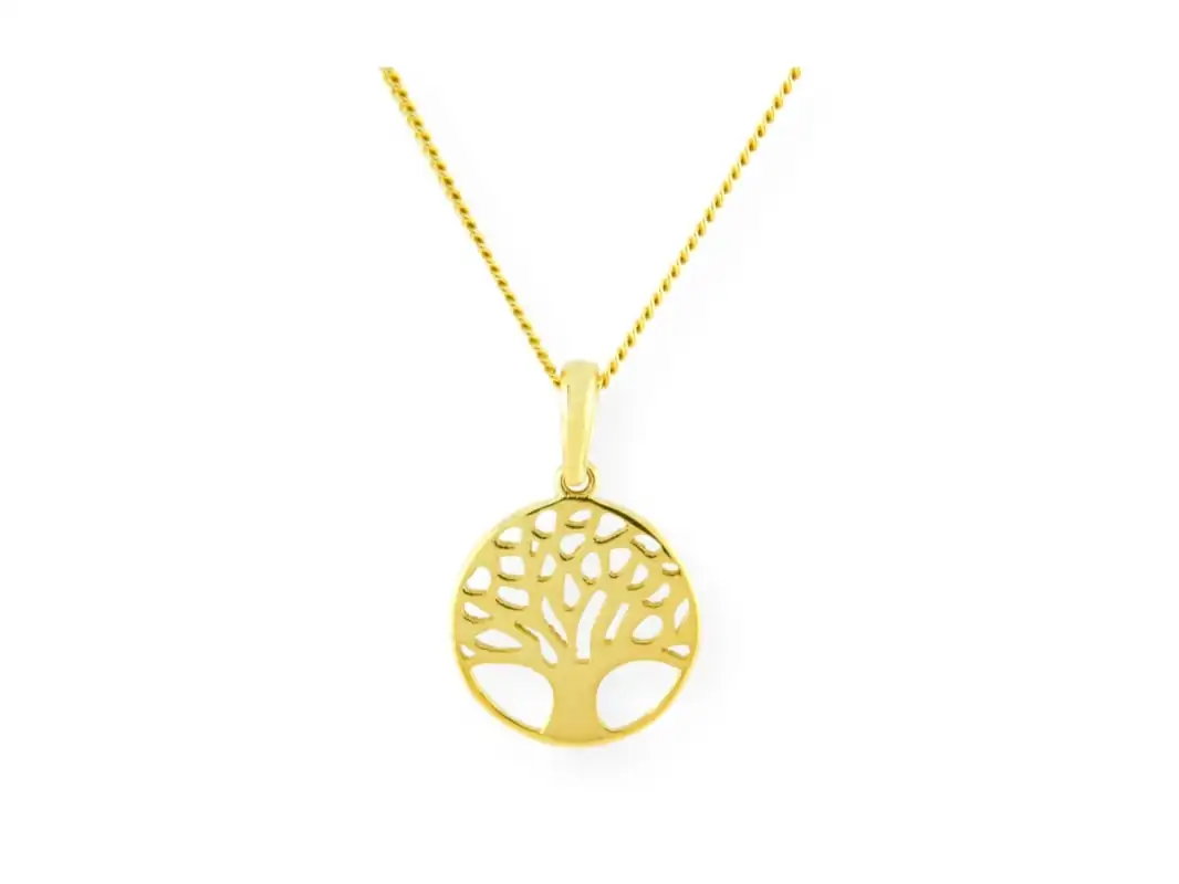 Collier - Femme - Pendentif - Arbre de Vie - Stylisé - Plaqué Or Jaune 750/1000 - 45 cm - Singapour Doré - Achat / Vente sautoir et collier Collier - Femme