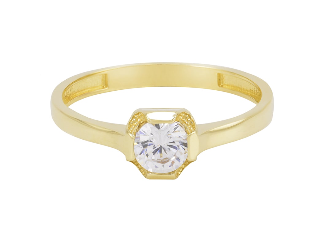 Bague Fiançailles Vintage Or 10 Carats Avec Topaze Bleue Et Diamants - Taille 6.5, Occasion