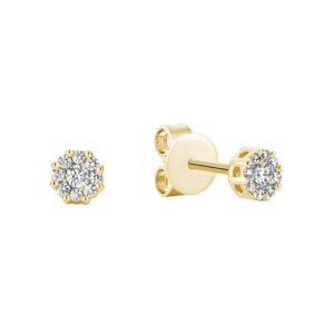 Magnifique boucle d'oreilles grappe de diamants avec 0,14 pts en or jaune 10k