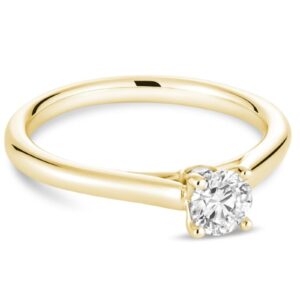 Bague de fiançailles avec 0.78 ct diamant rond brillant or jaune 14k