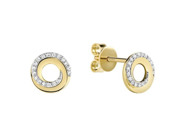 Boucle d'oreilles spirale de diamants en or jaune 10k