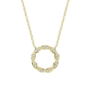 Chaîne et pendentif cercle marquise avec diamant en or jaune 10k