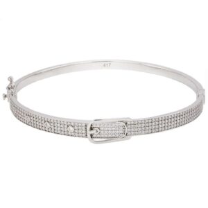 Bracelet rigide pour femme en or blanc 10k
