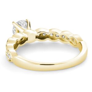 Bague de fiançailles marquise illusion avec diamants en or jaune 14k