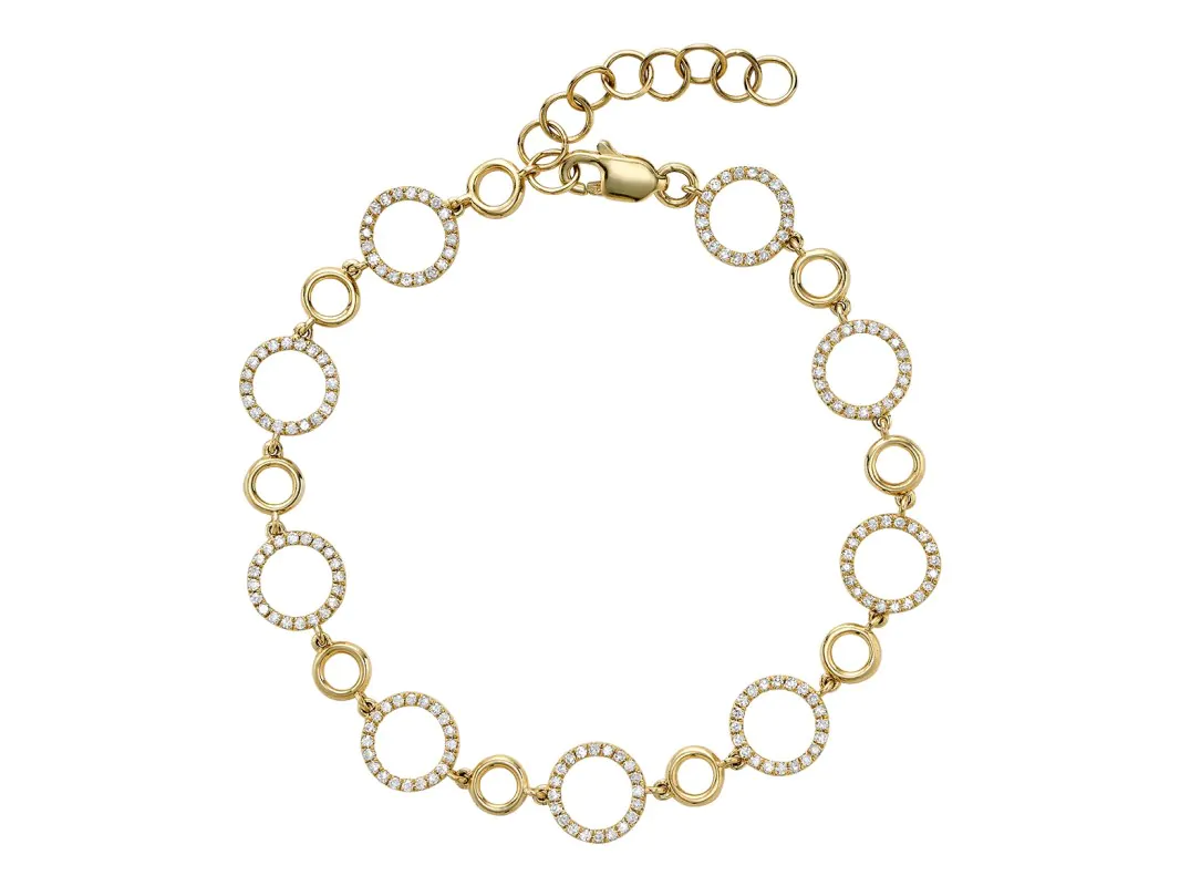 Bracelet En Or 10 Carats Serti De Diamants - Bijou Ancien De Qualité - Occasion