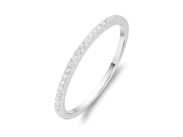 Alliance de mariage femme à diamant avec 0,09ct en or blanc 10k